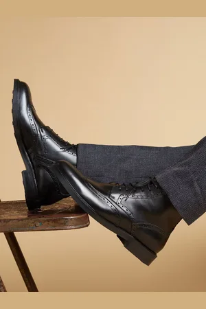 JONES BOOTMAKER Fletcher Leather Black Boots AU 8 (EU 42)