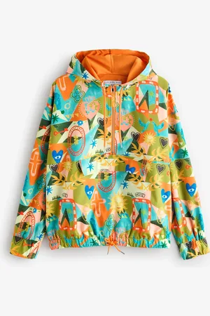 Never Fully Dressed Bright Hope Orange Print Windbreaker Jacket AU 12
