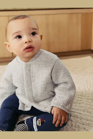 Next Grey Baby Textured Bomber Jacket (0mths-2yrs) Up to 1 Month (56cm)