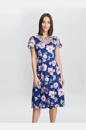 Gina Bacconi Mylene Embroidered Floral A-Line Midi Dress AU 18