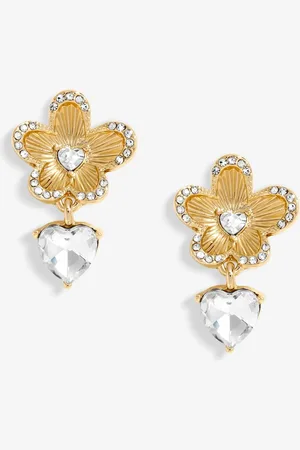 Jon Richard Gold Tone Floral And Cubic Zirconia Earrings One