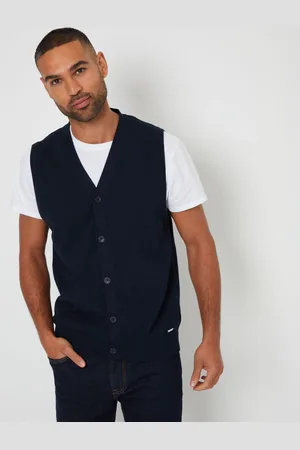 Threadbare Navy 100% Cotton Button Up Knitted Waistcoat M