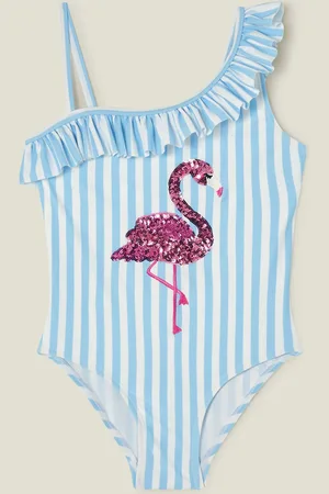Accessorize Blue Girls Flamingo Embellished Swimsuit 7