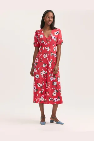 Finery London Robyn Floral Print Button Through Midi Dress 10