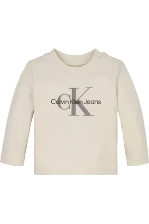 Calvin Klein Cream Newborn Long Sleeve T-Shirt 3