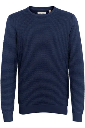 Blend Navy Blue Washed Crew Neck 100% Cotton Knitted Sweat Jumper XXL