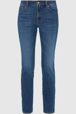 7 for all Mankind Mid Blue Roxanne Rise Slim Leg Jeans 29W x 31R (UK 29 R)