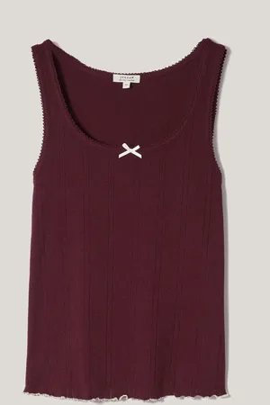 Jigsaw Red 100% Cotton Pointelle Vest Top XS