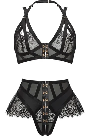 Ann Summers Black Exuberant Lace & Mesh Bra & Knickers Set XXL
