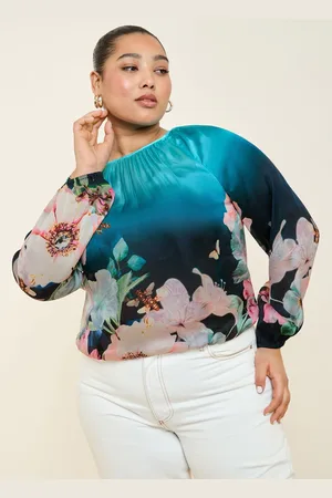 Lipsy London Blue Curve Floral Printed Ballon Sleeve Blouse 18