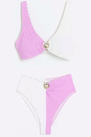 River Island Purple Textured Bikini Set AU 16