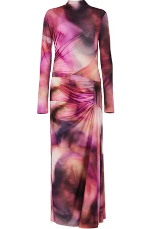 DASKA Leo Maxi Dress With Long Sleeves And Side Ruched Detail M