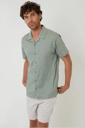 Threadbare 100% Cotton Pluck Textured Revere Collar Short Sleeve Shirt