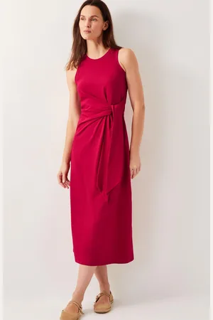 Monsoon Sleeveless Tie-Side Column 100% Cotton Midi Dress xlarge