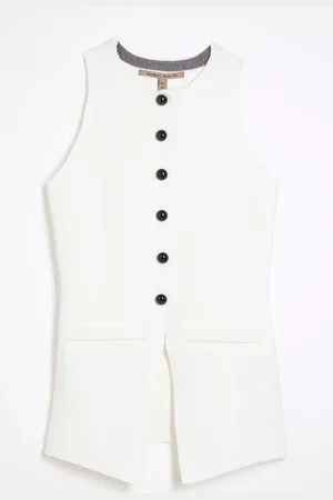 River Island Cream Longline Waistcoat AU 12