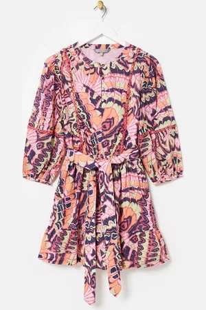 Oliver Bonas Abstract Tiered 100% Cotton Mini Dress 14