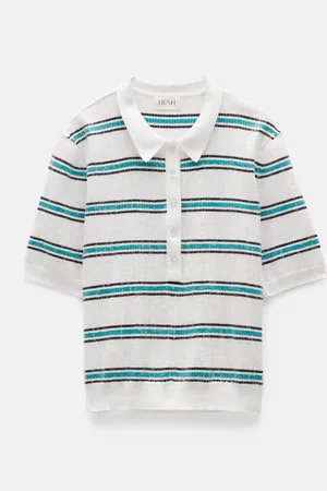 Hush Puppies Sequin Stripe Knitted 100% Cotton Polo Shirt xlarge