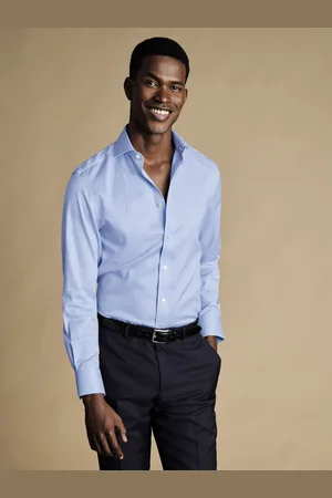 Charles Tyrwhitt Non-iron Puppytooth Cutaway Slim Fit 100% Cotton Shirt AU 41 Regular