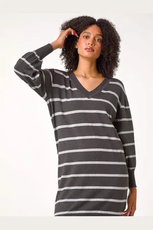 Roman Stripe Print Knitted Jumper Dress AU 16