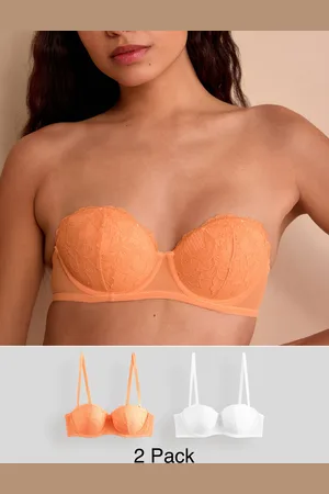 Next Orange/White Lace Light Pad Strapless Multiway Bras 2 Pack A-E 34 DD