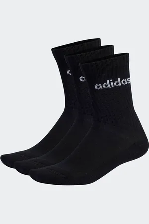adidas Black Linear Crew Cushioned Socks 3 Pack UK 11-12.5