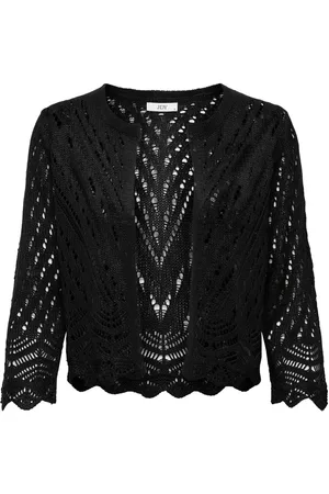 JDY Black Crochet 3/4 Sleeve Cardigan