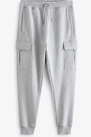 Next Grey Cuff Cotton Rich Jersey Cargo Joggers Large Long