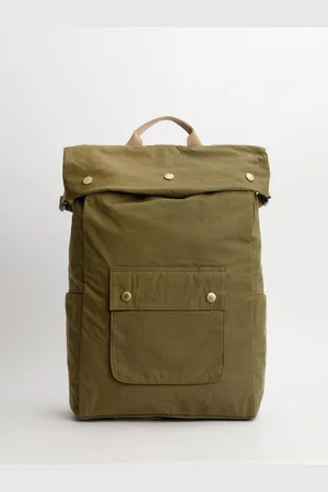 Barbour Khaki Green Transport Foldover Backpack 100% Cotton Bag One