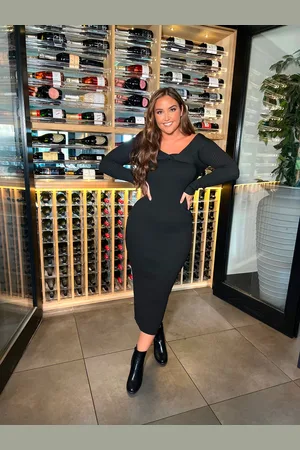 In The Style Jac Jossa Ribbed Knot Detail Bardot Knitted Jumper Dress AU 6-8