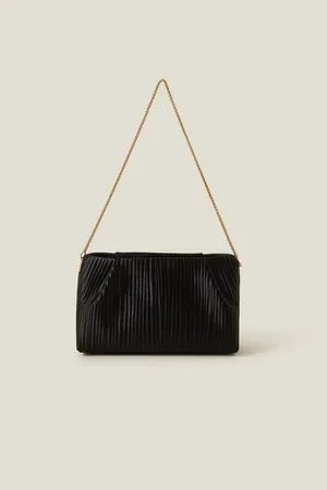Accessorize Black Pleated Satin Clutch Bag One