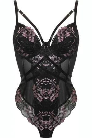 Pour Moi Black/chrome Thong After Hours Underwired Thong Back Bodysuit 38 D