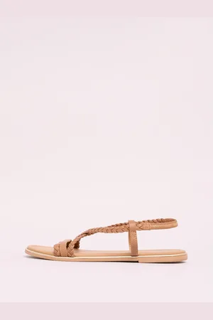 Lipsy London Brown Standard Fit Leather Plait Weave Flat Sandals AU 5 (EU 36)