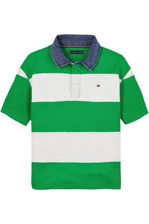 Tommy Hilfiger Denim Collar Stripe Short Sleeve 100% Cotton Polo Shirt 7 Years (122cm)