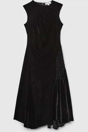 Reiss Blakely Velvet Shirred Panel Midi Dress AU 4