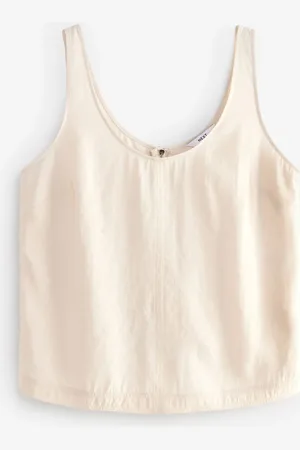 Next Ecru Cream Sleeveless Scoop Cami Top AU 6