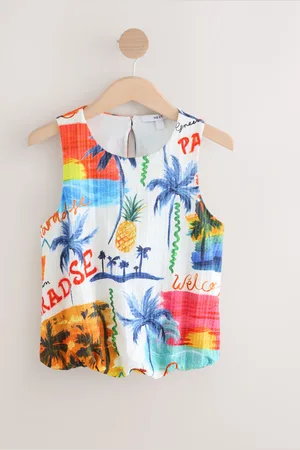 Next Multi 100% Cotton Sleeveless Bubble Hem Top AU 12