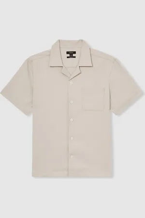 Reiss Nitus Herringbone Twill Cuban Collar Short Sleeve Shirt S