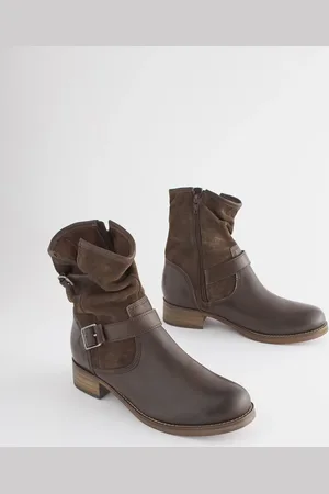 Next Brown Standard/Wide Fit Forever Comfort Leather Slouch Ankle Boots AU 6 (EU 37)