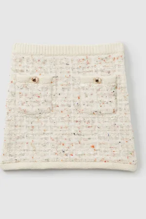 Reiss Felicity 9-13 yrs Tweed-Effect Knitted Mini Skirt with Merino 9