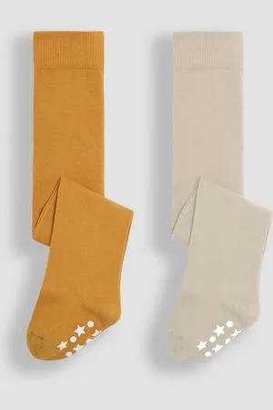 JoJo Maman Bébé Ochre 2-Pack Cotton Rich Tights 6