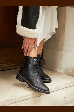 Linzi Black Ashleigh Lace Up Biker Boots AU 10 (EU 41)