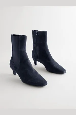 Next Navy Suede Extra Wide Fit Forever Comfort Chisel Toe Chelsea Ankle Boots AU 8.5 (EU 40)