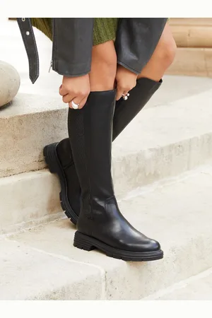 Linzi Black Atlas High Leg Boots With Stretch Side Panel AU 6 (EU 37)