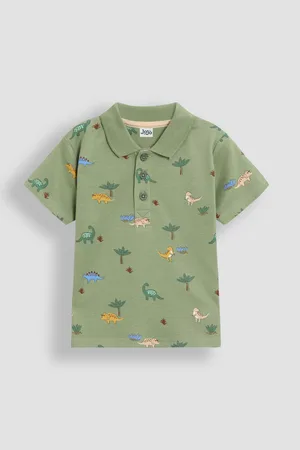 JoJo Maman Bébé Green Dino Printed Polo Shirt 3