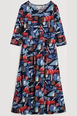 Seasalt Cornwall Wild Bouquet 3/4 Sleeve Midi Dress AU 14