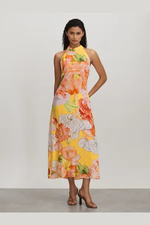 RAISHMA Silk Halter Neck Midi Dress AU 10