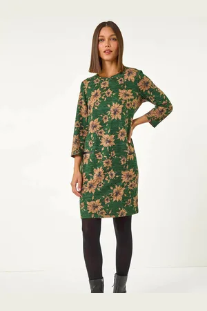 Roman Floral Print Pocket Trim Shift Dress AU 14