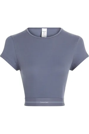 Calvin Klein Blue Stretch Rib Crop T-Shirt M