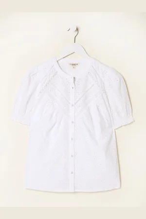 Fat Face FatFace Bonnie White Broderie Blouse 16