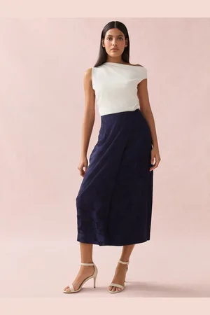 Next Satin Jacquard Midi Sarong Skirt AU 22 R